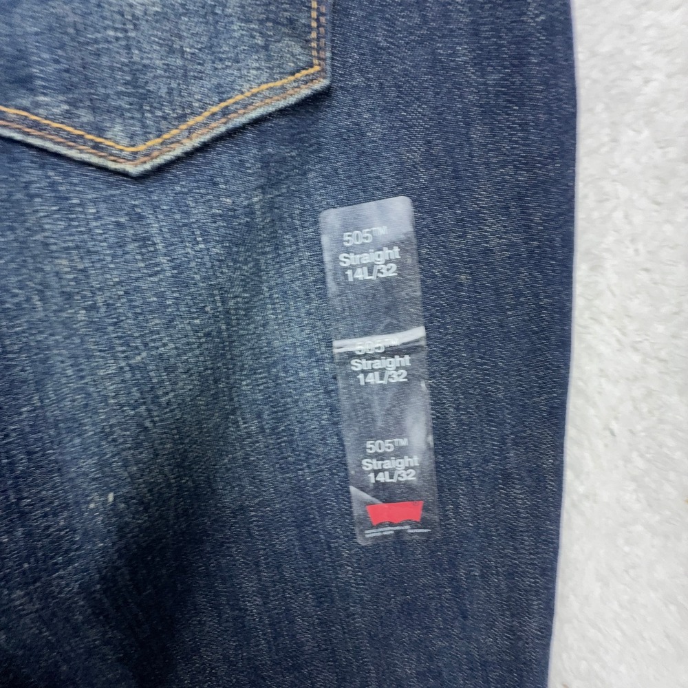 Levis 505 Straight Leg Jeans Women 14L Dark Wash Blue Denim Flap Pocket 15505 - Picture 5 of 11